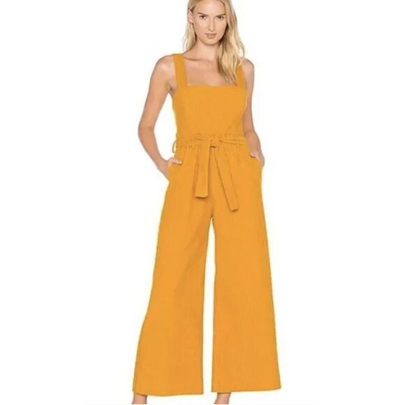 Mara Hoffman Idola Corduroy Overall Jumpsuit in Mustard SZ 10